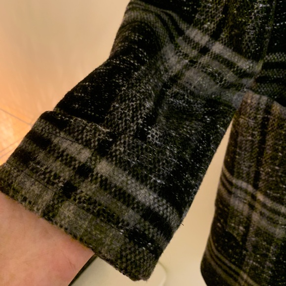 Zara Plaid Collarless Coat - Picture 3 of 5